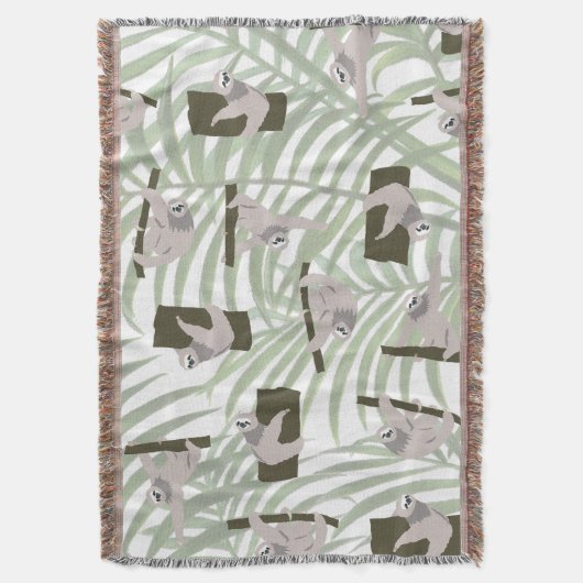 Couverture Motif animal mignon Sloth en forêt sauvage (devant Vertical)