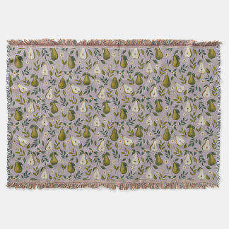 Couverture Motif aquarelle de poire verte sur lilas poussiére