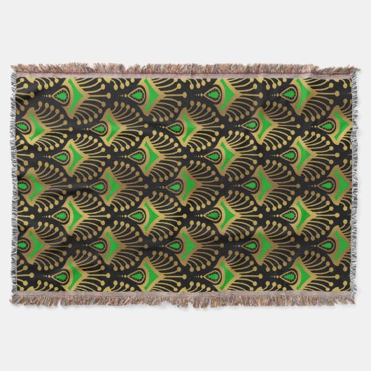Couverture Motif Art déco or et vert sur noir (Devant)