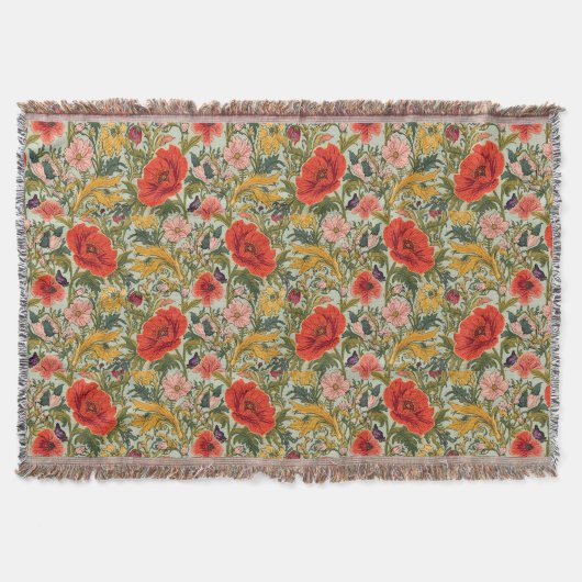 Couverture Motif Art Nouveau floral Coquelicots de William Mo (Devant)