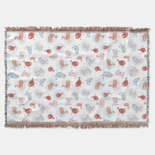 Couverture motif avec des oiseaux de bande dessinée (Devant)