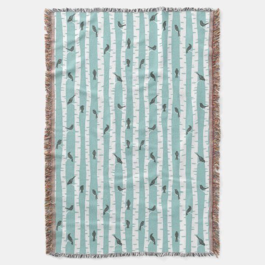 Couverture Motif avec des oiseaux et des arbres (devant Vertical)