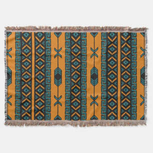 Couverture Motif aztèque de sud-ouest orange de turquoise