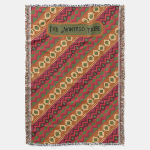 Couverture Motif aztèque rouge multicolore