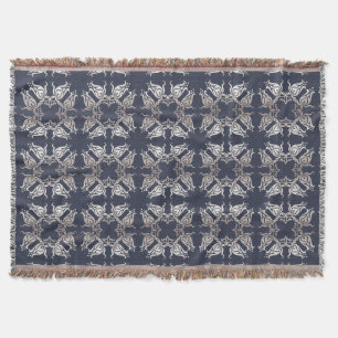 Couverture motif bleu floral de style baroque