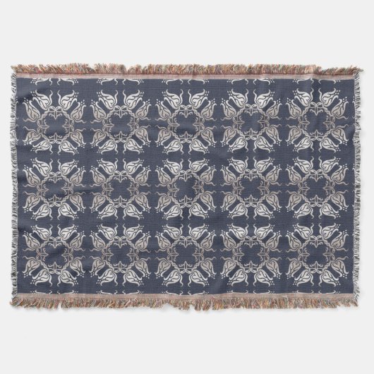 Couverture motif bleu floral de style baroque (Devant)