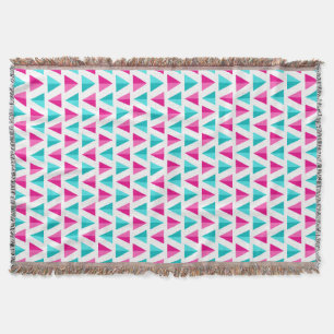 Couverture Motif bleu géométrique de triangles de rose et