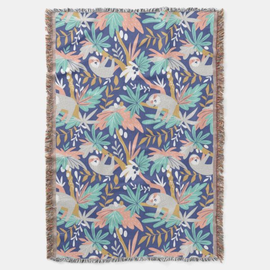 Couverture Motif bleu tropical de paresse (devant Vertical)