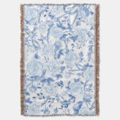 Couverture Motif Blue White Chinoiserie Floral Peony Birds (devant Vertical)
