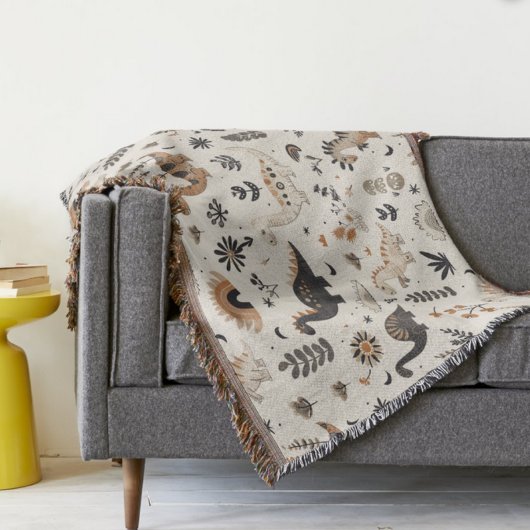 Couverture Motif Boho Jungle Dinosaur