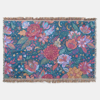 Couverture Motif botanique floral foncé avec G vintage et lun