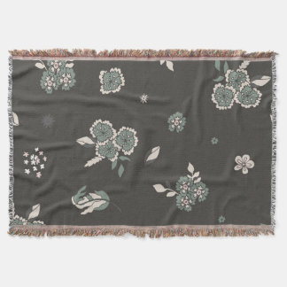 Couverture Motif botanique floral vintage lunatique en sauge