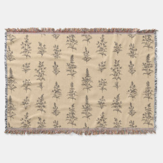 Couverture Motif botanique vintage d'herbes – Floral neutre