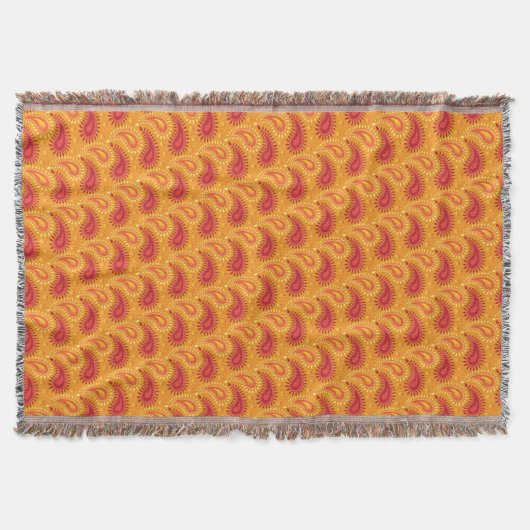 Couverture Motif cachemire persan orange oriental (Devant)