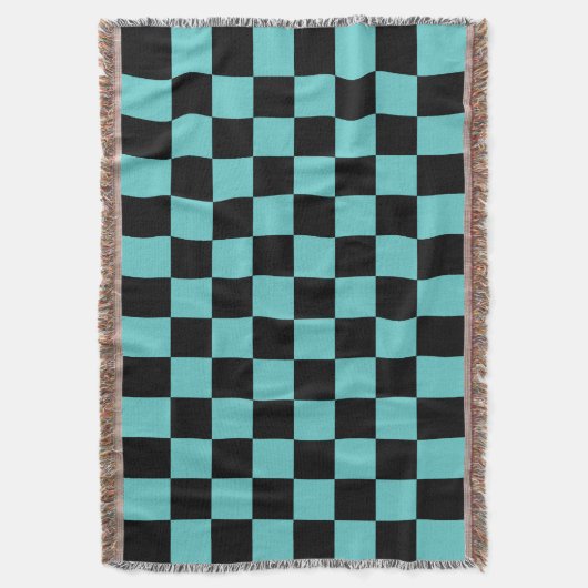 Couverture Motif Checker - bleu vert et noir (devant Vertical)