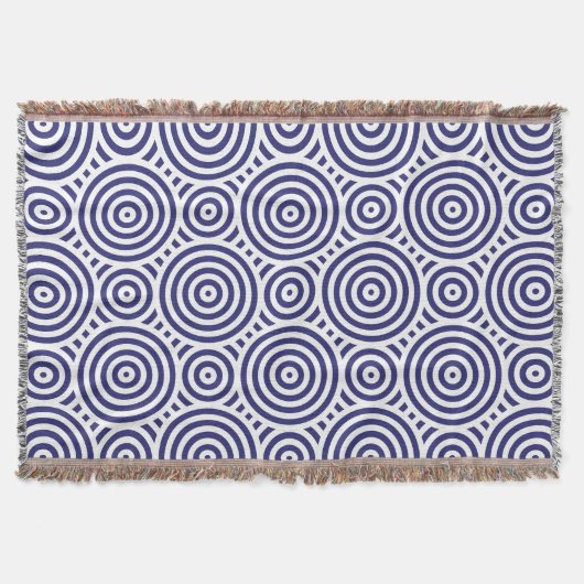 Couverture Motif circulaire géométrique bleu et blanc (Devant)