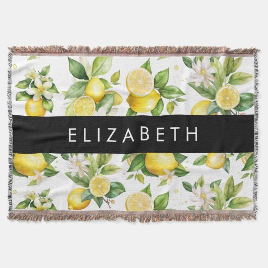 Couverture Motif citron, Fleurs de citron, Feuilles, Votre No (Devant)