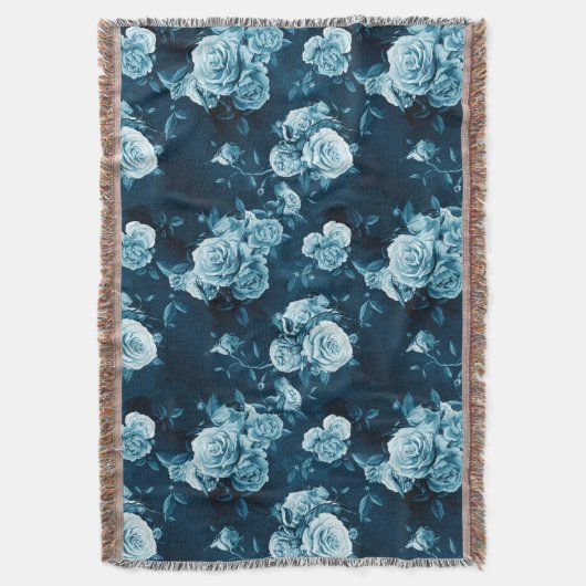 Couverture Motif classique de rose de bleu (devant Vertical)