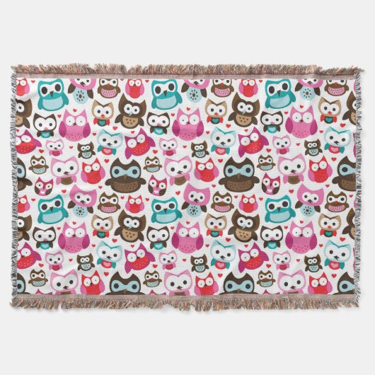 Couverture motif coloré de hibou (Devant)