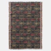 Couverture Motif Damask Noir Or Persan (3) (devant Vertical)