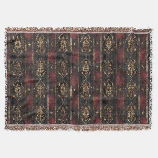 Couverture Motif Damask Noir Or Persan (3) (Devant)