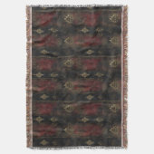 Couverture Motif Damask Noir Or Persan (4) (devant Vertical)