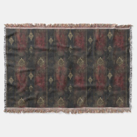 Couverture Motif Damask Noir Or Persan (4) (Devant)