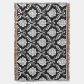 Couverture Motif Damassé Rococo Blanc sur Noir (devant Vertical)