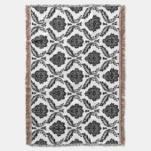 Couverture Motif Damassé Rococo Noir sur Blanc (devant Vertical)