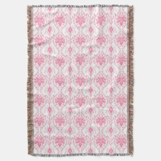 Couverture motif damassé rose blanc (devant Vertical)