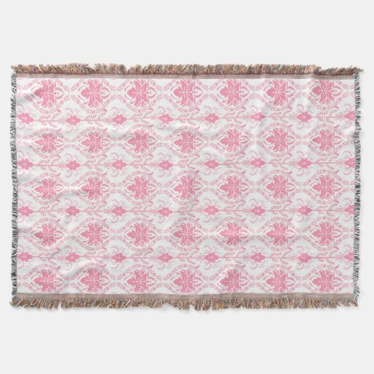 Couverture motif damassé rose blanc (Devant)