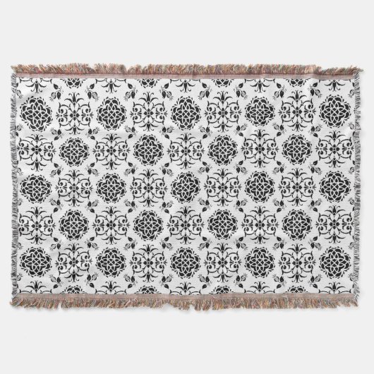 Couverture Motif damassé vintage noir et blanc (Devant)
