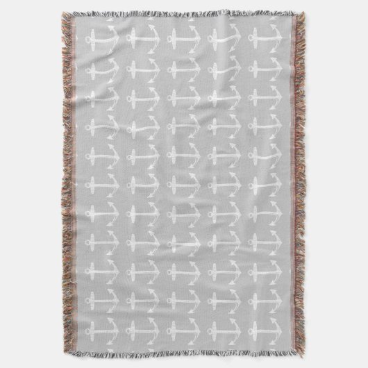 Couverture Motif d'Ancre gris marine (devant Vertical)