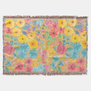 Couverture Motif d'aquarelle florale en jaune