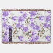 Couverture Motif d'aquarelle violet et blanc Magnolia Blossom (Devant)