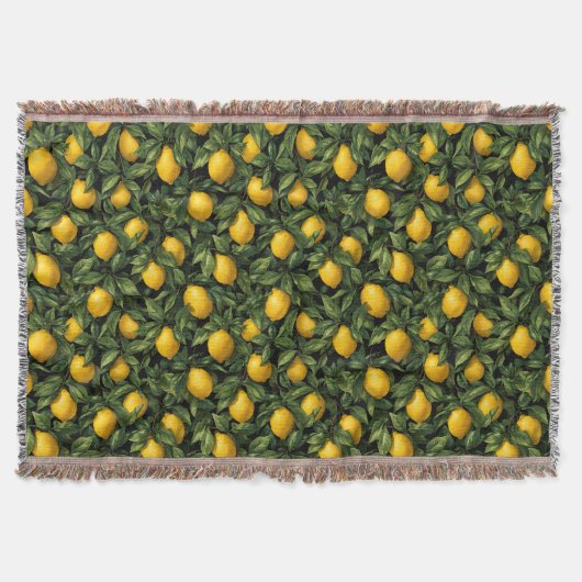 Couverture Motif d'arbre d'agrumes citron vibrant (Devant)