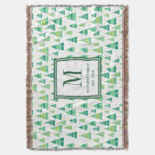 Couverture Motif d'arbre de Noël avec initiale de monogramme (devant Vertical)