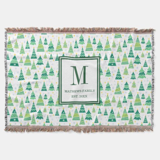 Couverture Motif d'arbre de Noël avec initiale de monogramme (Devant)