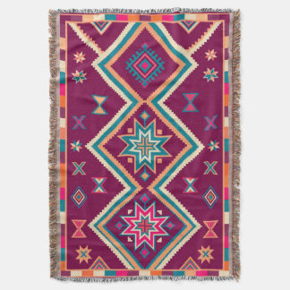 Couverture Motif d'art populaire géométrique sud-ouest Plum B