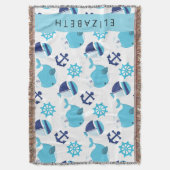 Couverture Motif De Baleines, Baleines Bleues, Votre Nom (devant Vertical)