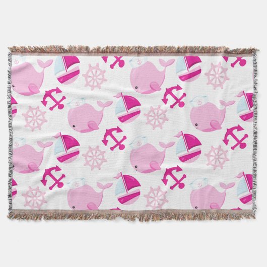 Couverture Motif De Baleines, Beaux Baleines, Baleines Roses (Devant)