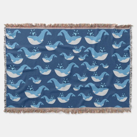 Couverture Motif de baleines de l'océan bleu profond (Devant)