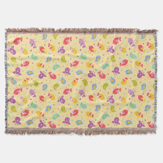 Couverture Motif de bébé avec les oiseaux mignons (Devant)