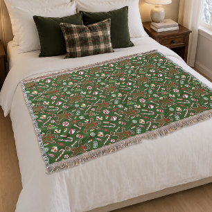Couverture Motif de bonbon en pain d'épices festif vert ludiq