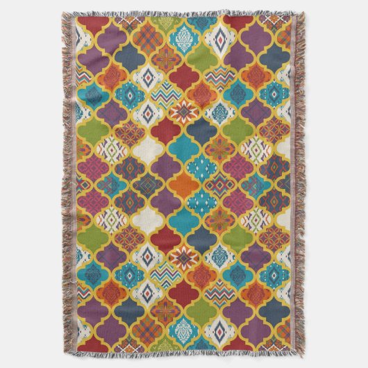 Couverture Motif de carreau patchwork géométrique boho vibran (devant Vertical)