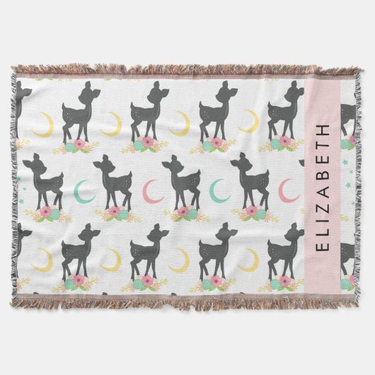 Couverture Motif de cerfs, Cerf de bébé, Boho, Fleurs, Votre  (Devant)
