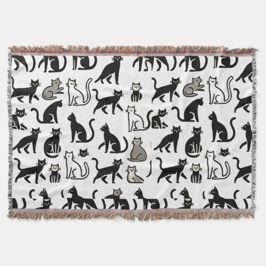 Couverture Motif de chat noir et blanc (Devant)