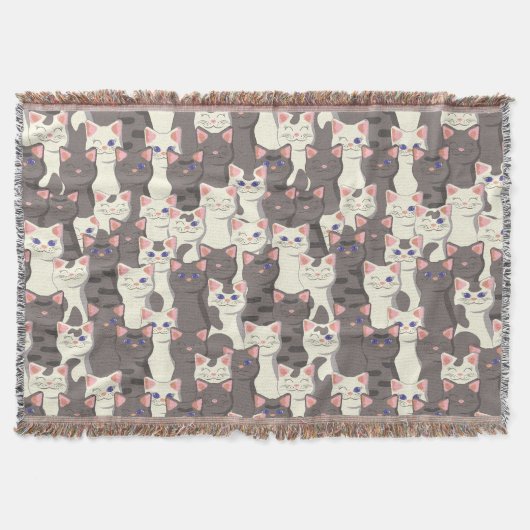 Couverture Motif de chats blancs et gris (Devant)