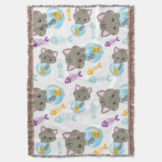 Couverture Motif De Chats, Chats Mignons, Chatons, Poisson (devant Vertical)