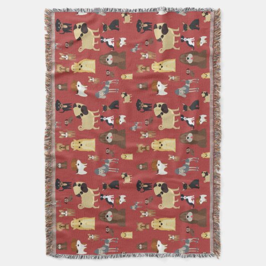 Couverture motif de chiens arrière - plans rouges. (devant Vertical)